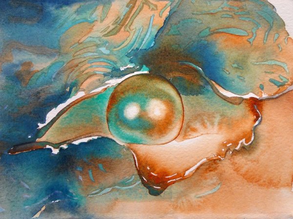 Жемчуг рисунок акварелью