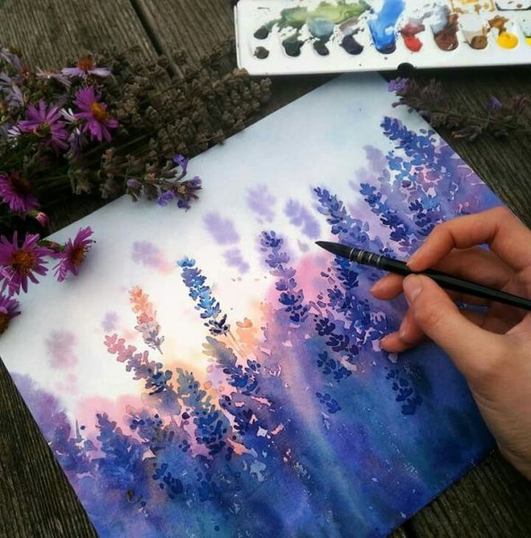 Рисунок перламутровой акварелью