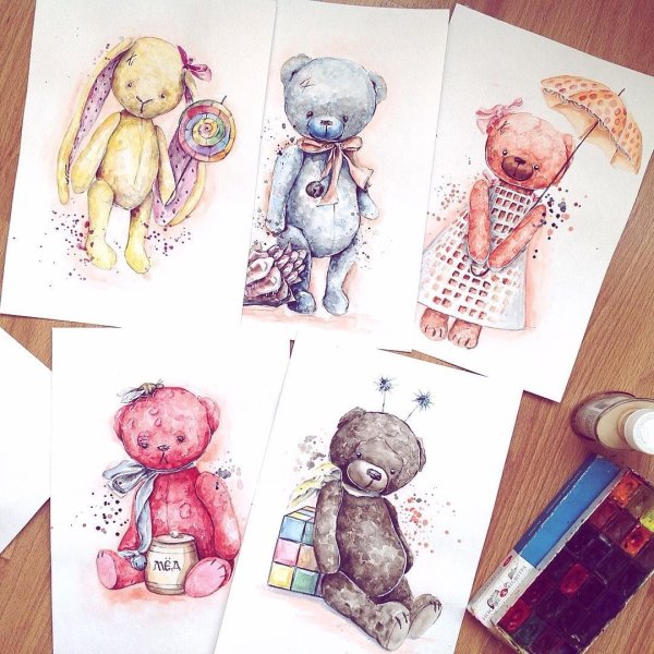 Игрушки акварель