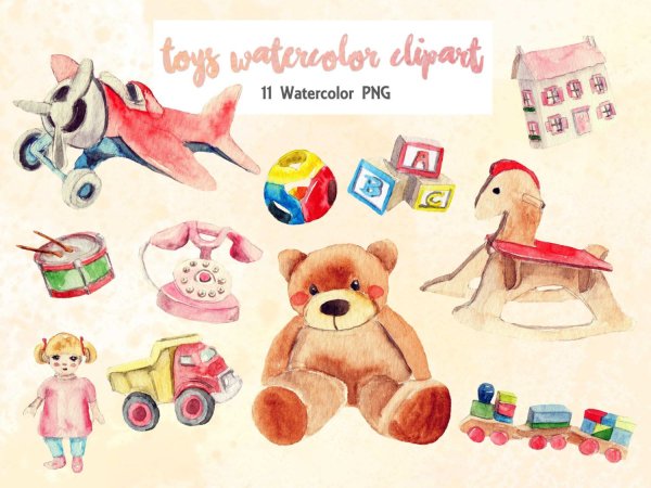Акварельные детские игрушки