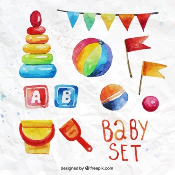 Детские игрушки акварель