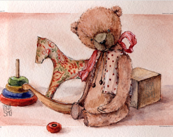 Плюшевый мишка акварелью Измайлова Инга
