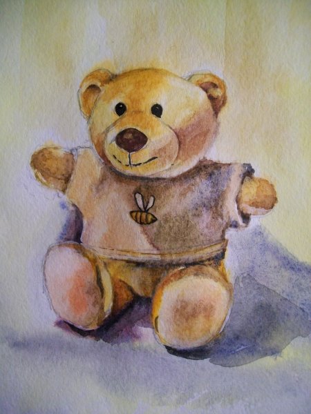 Медвежонок акварель
