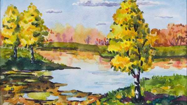 Рисование акварельными карандашами для детей