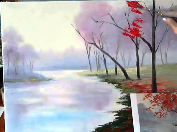 Поэтапное рисование пейзажа гуашью