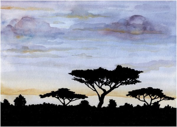 Африканские пейзажи акварелью