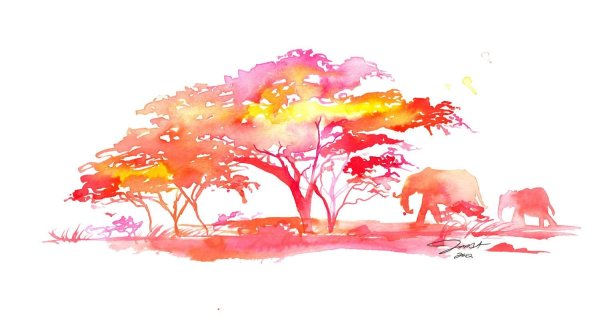 Сафари акварель