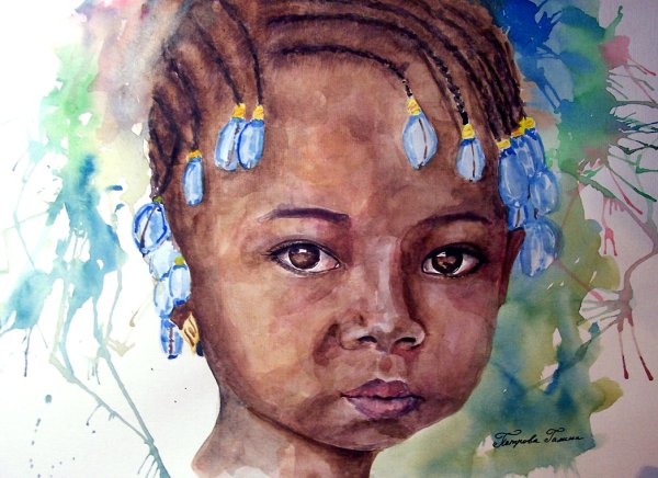 Африка рисунок акварель