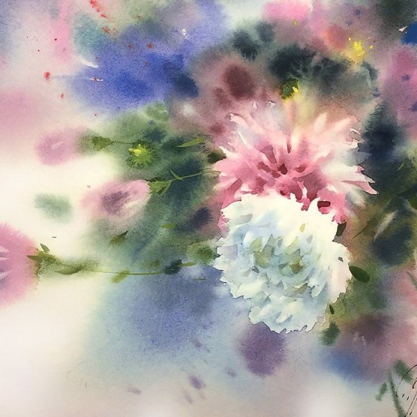 Цветы Курбатов акварель