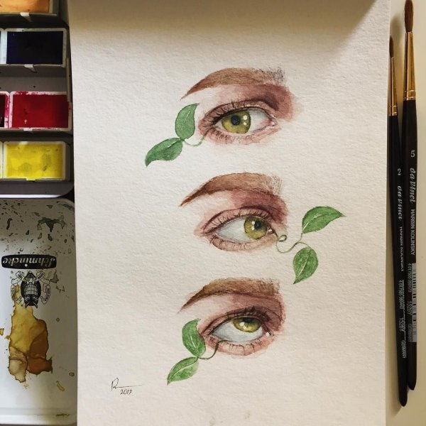 Рисунки акварелью в скетчбуке