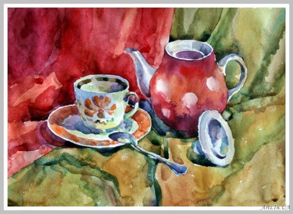 Бытовые предметы акварелью