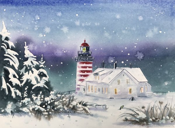 Рождество акварель