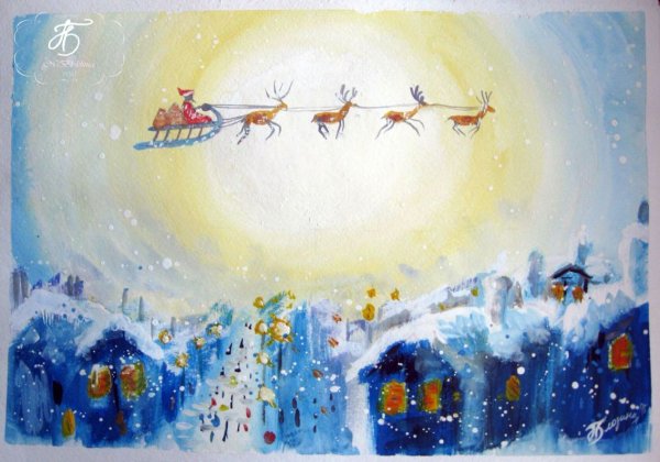 Новый год акварель