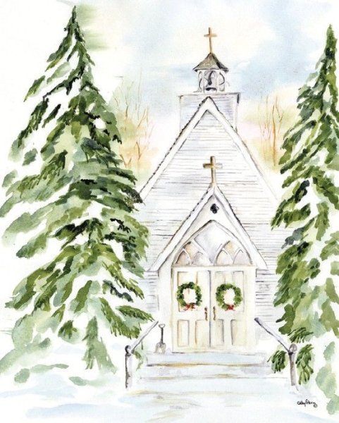 Новогодние Акварельные иллюстрации