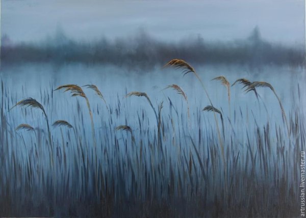 Китайский художник озеро камыш