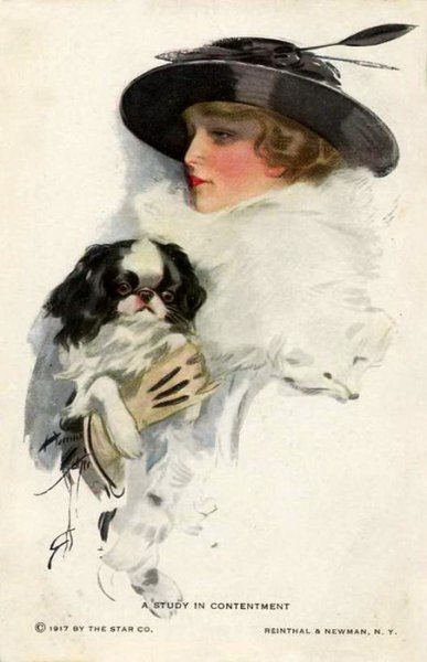 Открытка дама с собачкой