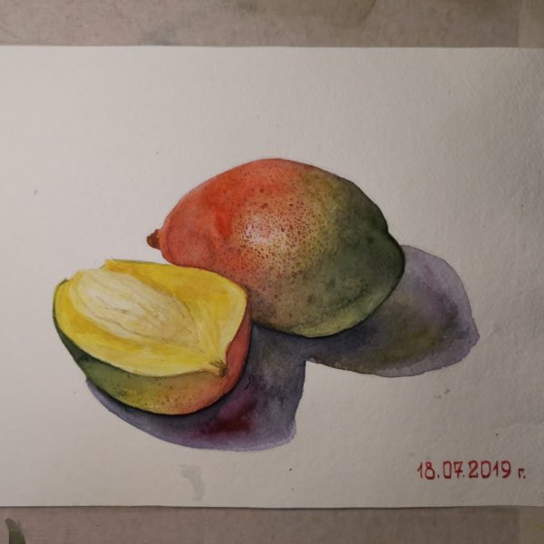 Манго акварель акварелью