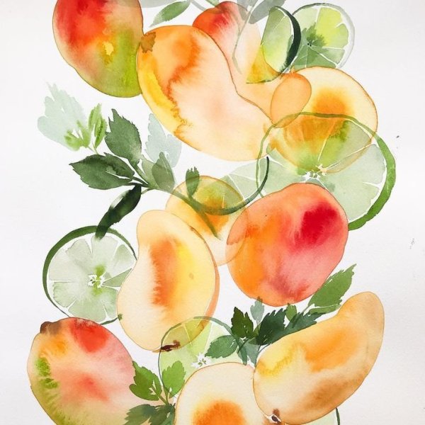 Манго акварель