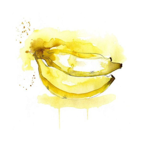Банан акварелью