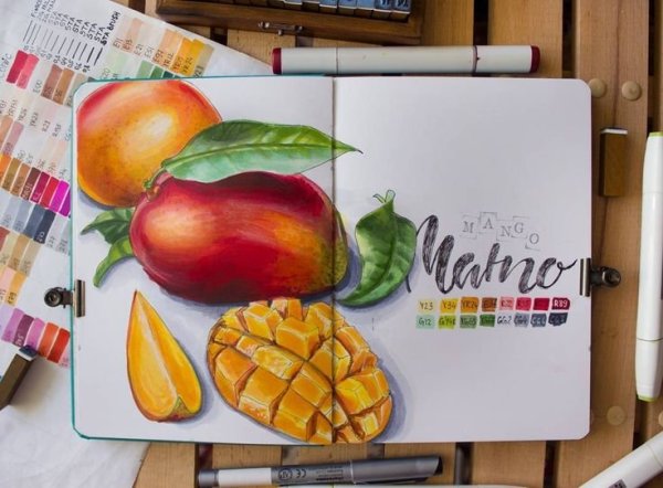 Манго рисунок маркерами