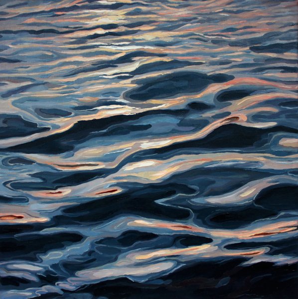 Рябь на воде акварелью