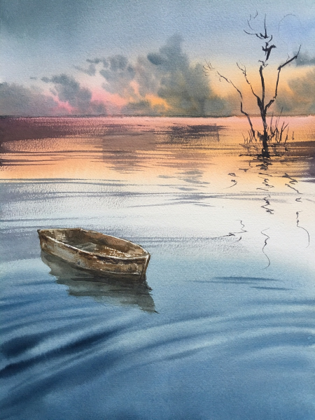 Водные пейзажи акварелью