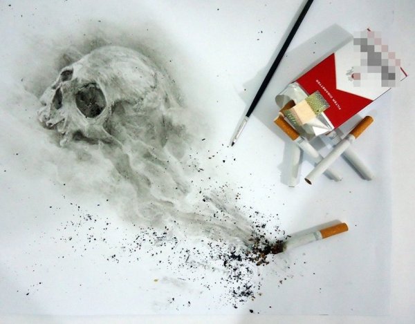 Рисование пеплом от сигарет