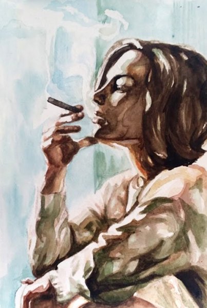 Картина женщина с сигаретой