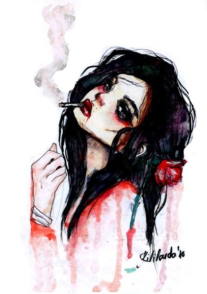 Девушка с сигаретой арт