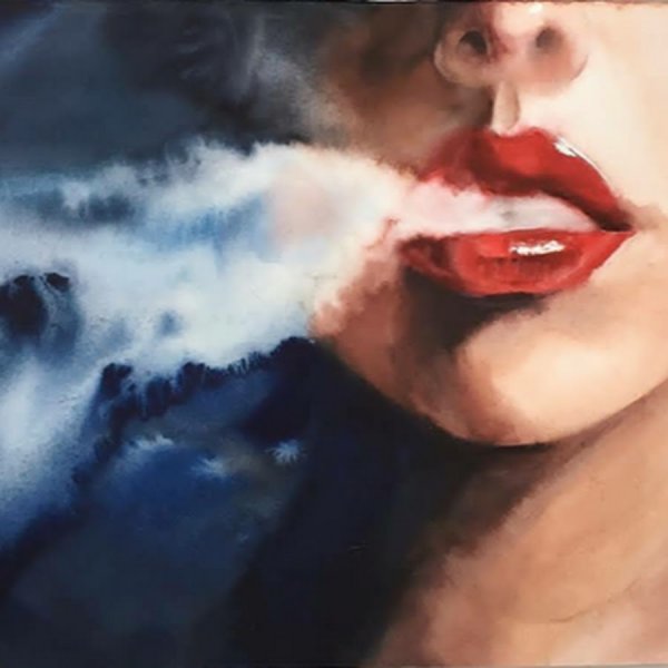 Девушка с сигаретой акварель