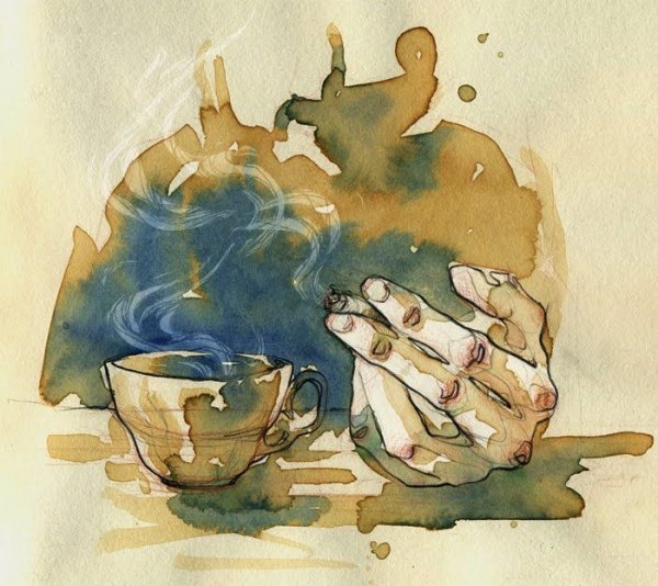 Разбитая Кружка акварелью