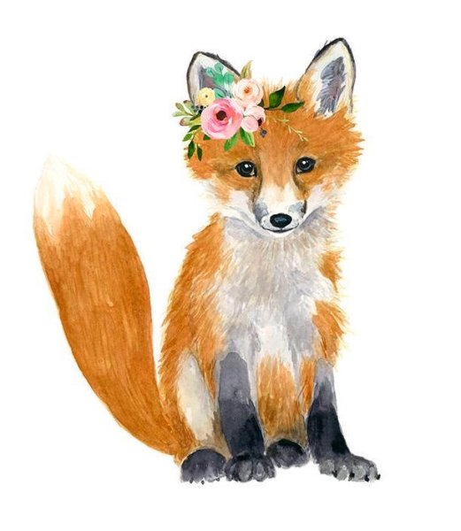 Акварельная лиса детская