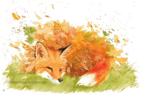 Лиса акварелью