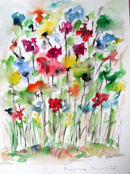 Букет акварелью для детей