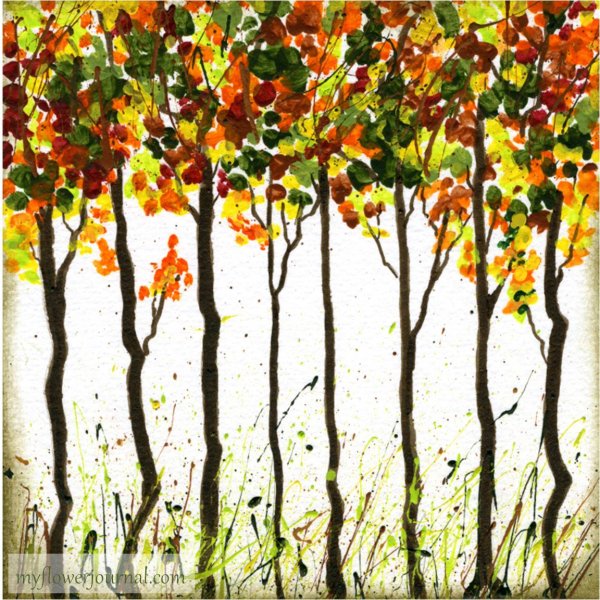 Осеннее дерево акриловыми красками