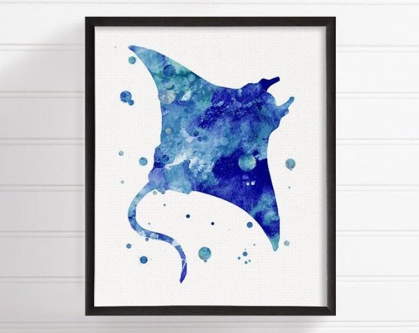 Скат акварель