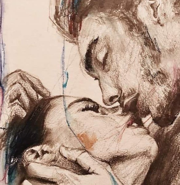 Картина акварелью поцелуй