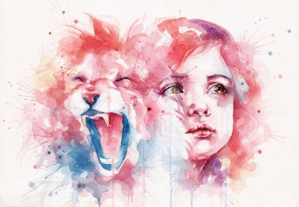 Агрессия акварель