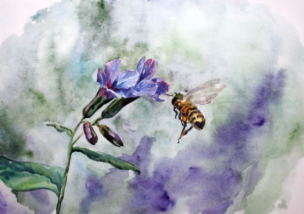 Весенние иллюстрации акварелью