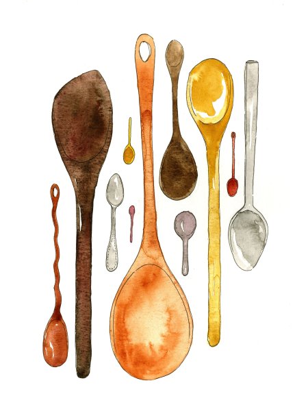 Серебряная ложка акварель