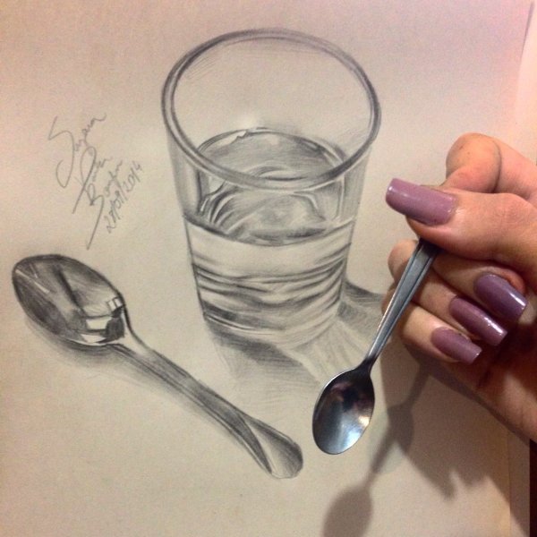 Столовый прибор акварелью