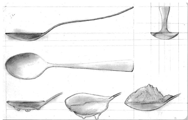 Металлическая ложка карандашом