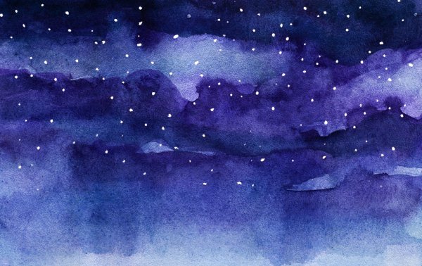 Звездная ночь акварелью