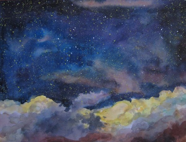 Ночное небо акварелью