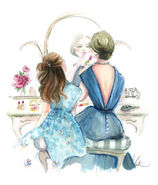 Рисунок две подружки на новый год