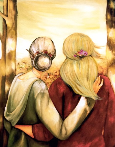 Мама и дочка рисунок