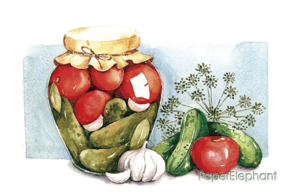 Рисование консервированные овощи