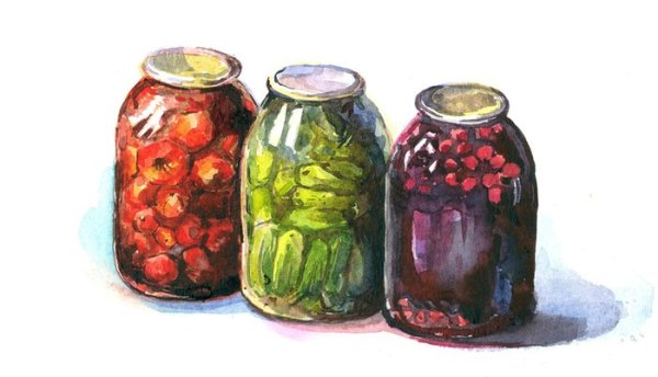 Банки акварелью