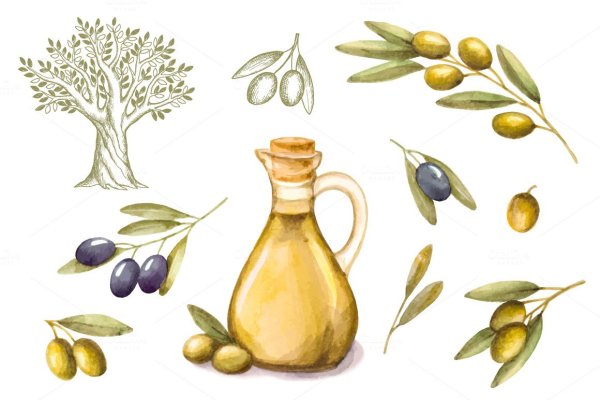 Оливки акварель