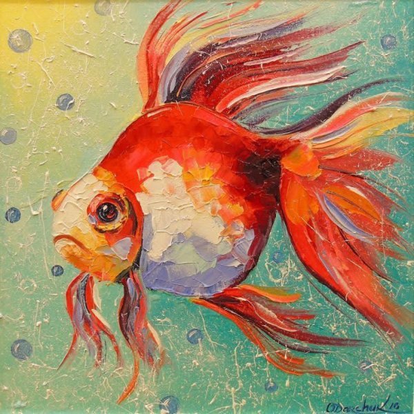 Рыбы экзотические акварелью